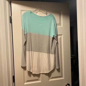 Blue/White/Stripe color block tunic top